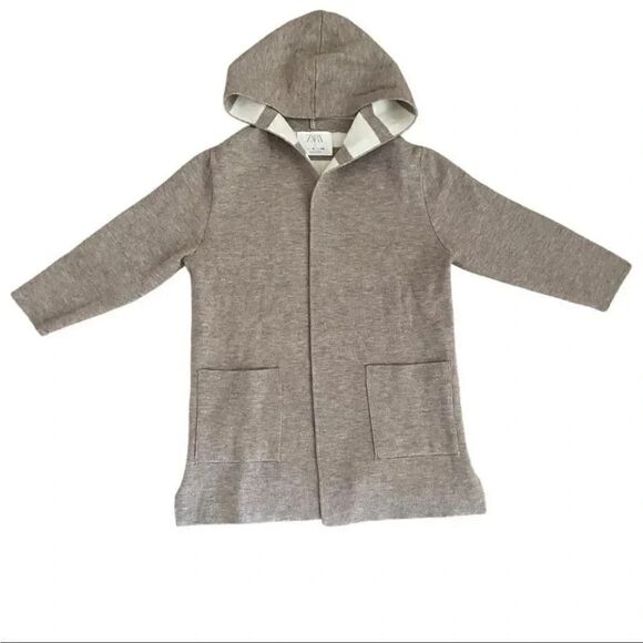 Zara Girls Hooded Open Cardigan Tan Lightweight SZ 6 - Picture 1 of 10